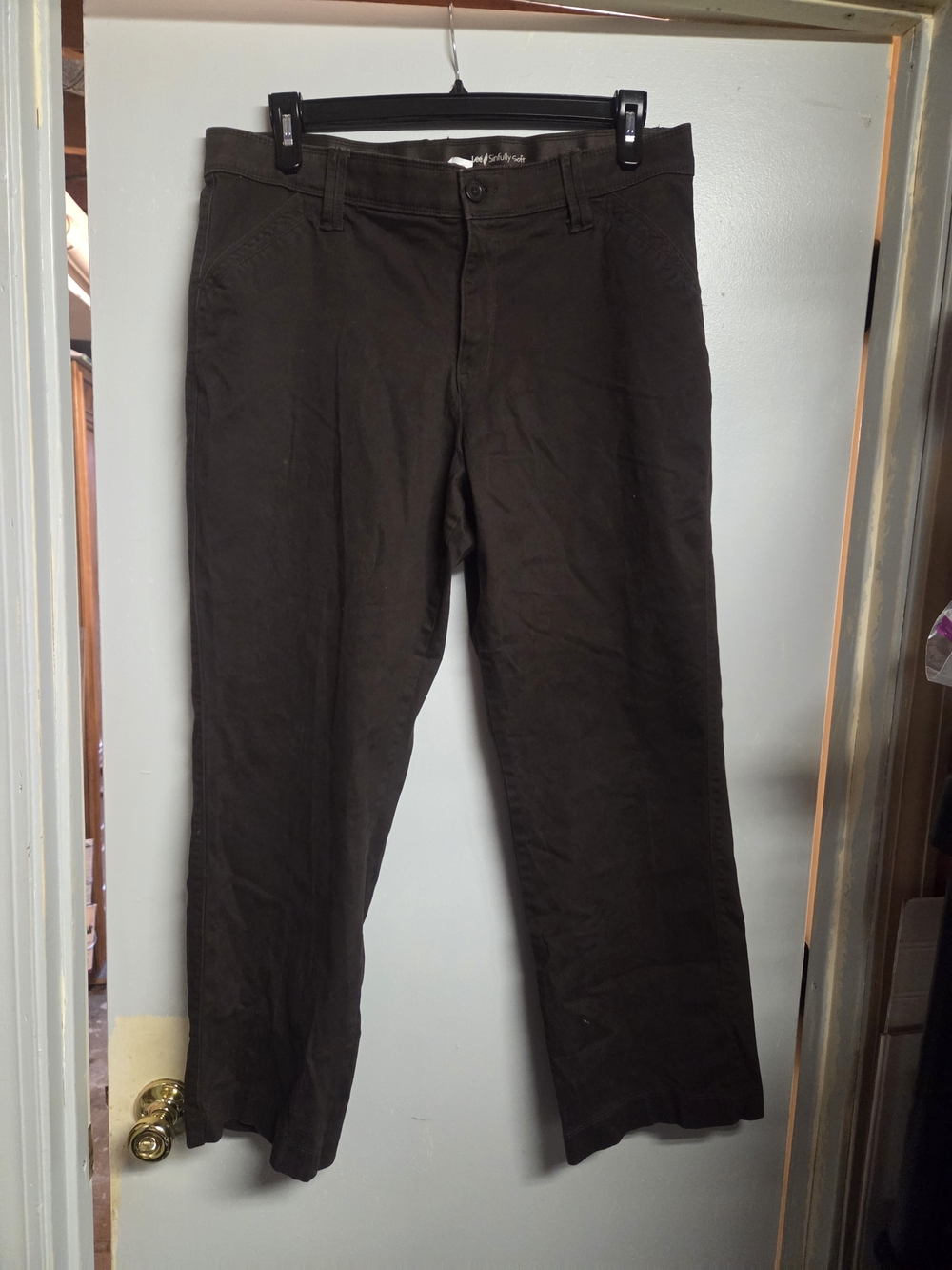 Lee Sinfully Soft Brown Straight Leg Stretch Twill Pants Size 18 Short